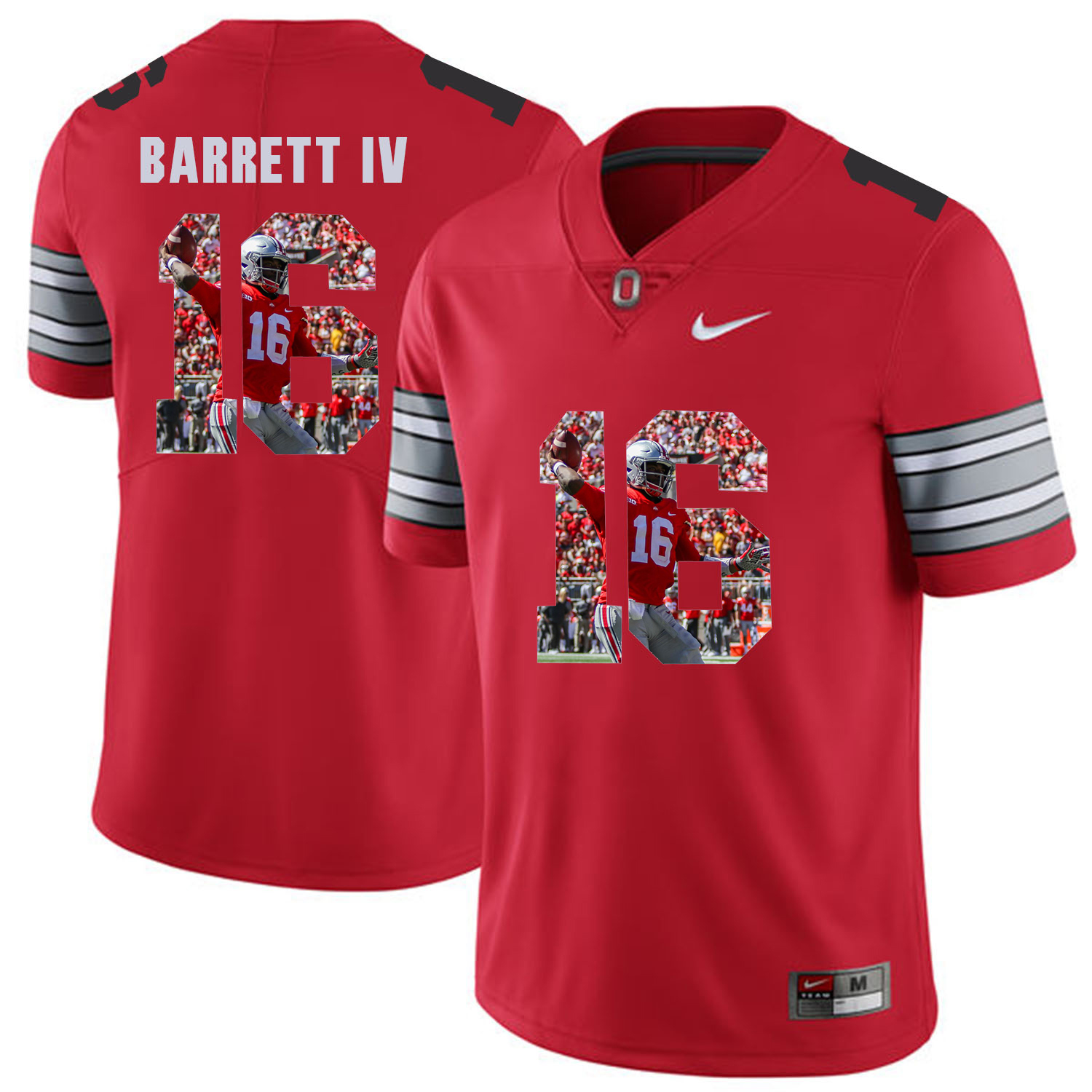 Men Ohio State 16 Barrett iv Red Fashion Edition Customized NCAA Jerseys